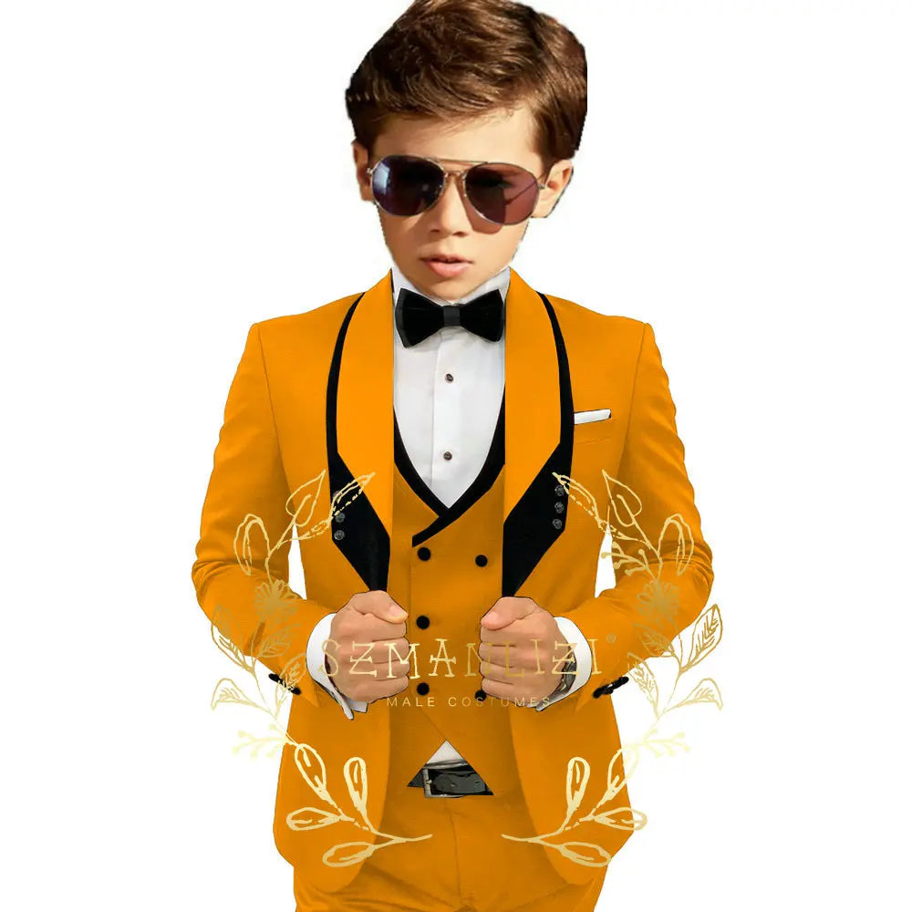 Boys’ 3-Piece Formal Suit with Elastic-Waist Trousers