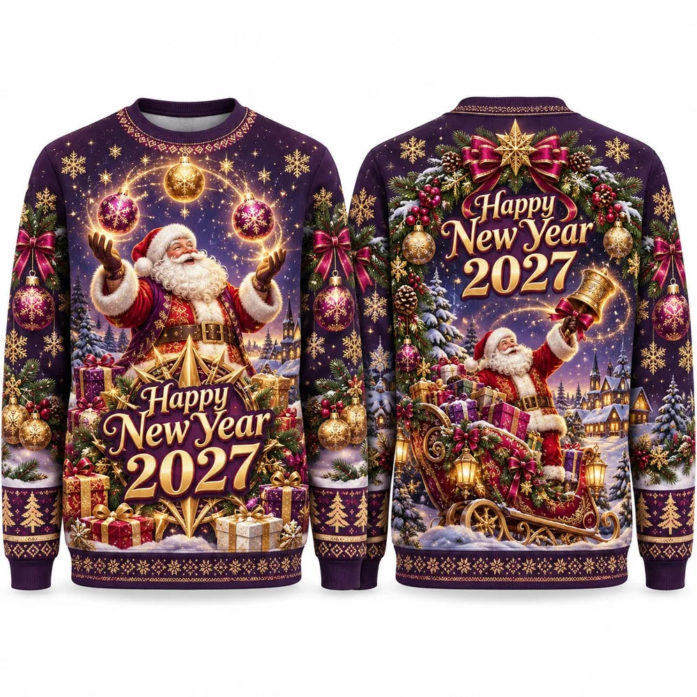 Santa & Sleigh Christmas Print Crewneck Sweatshirt