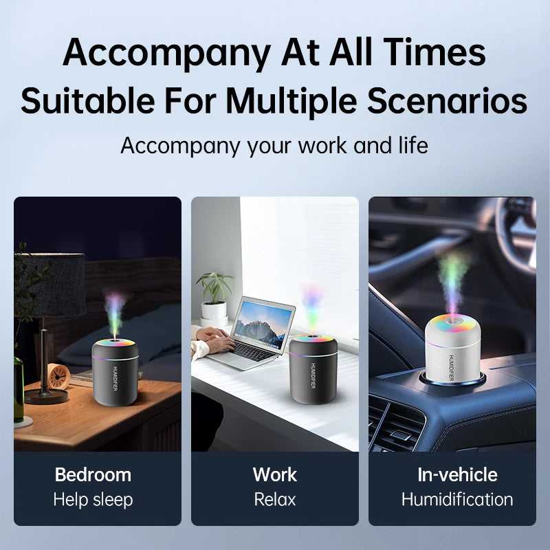 Mini USB Humidifier with Mist and Light, 180 ml
