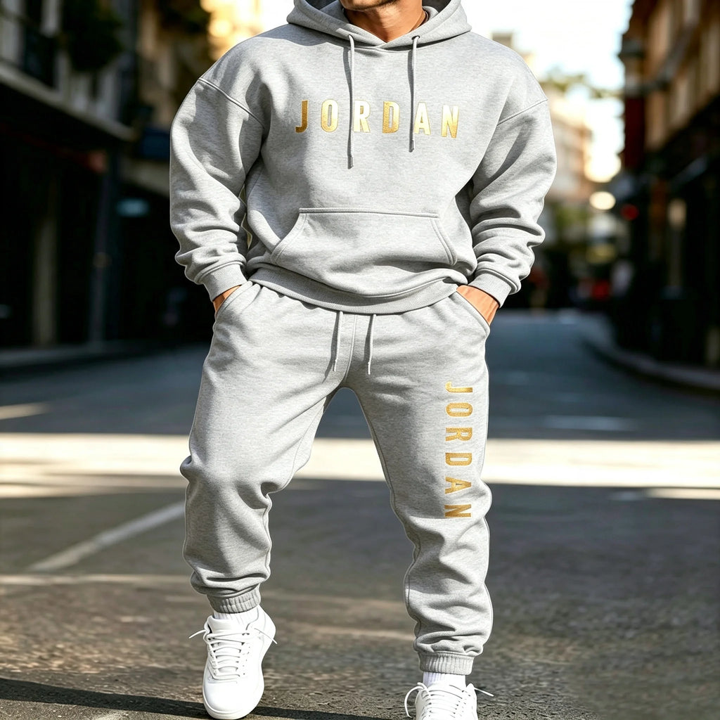 Men's Printed Hoodie & Sweatpants Two-Piece Set
