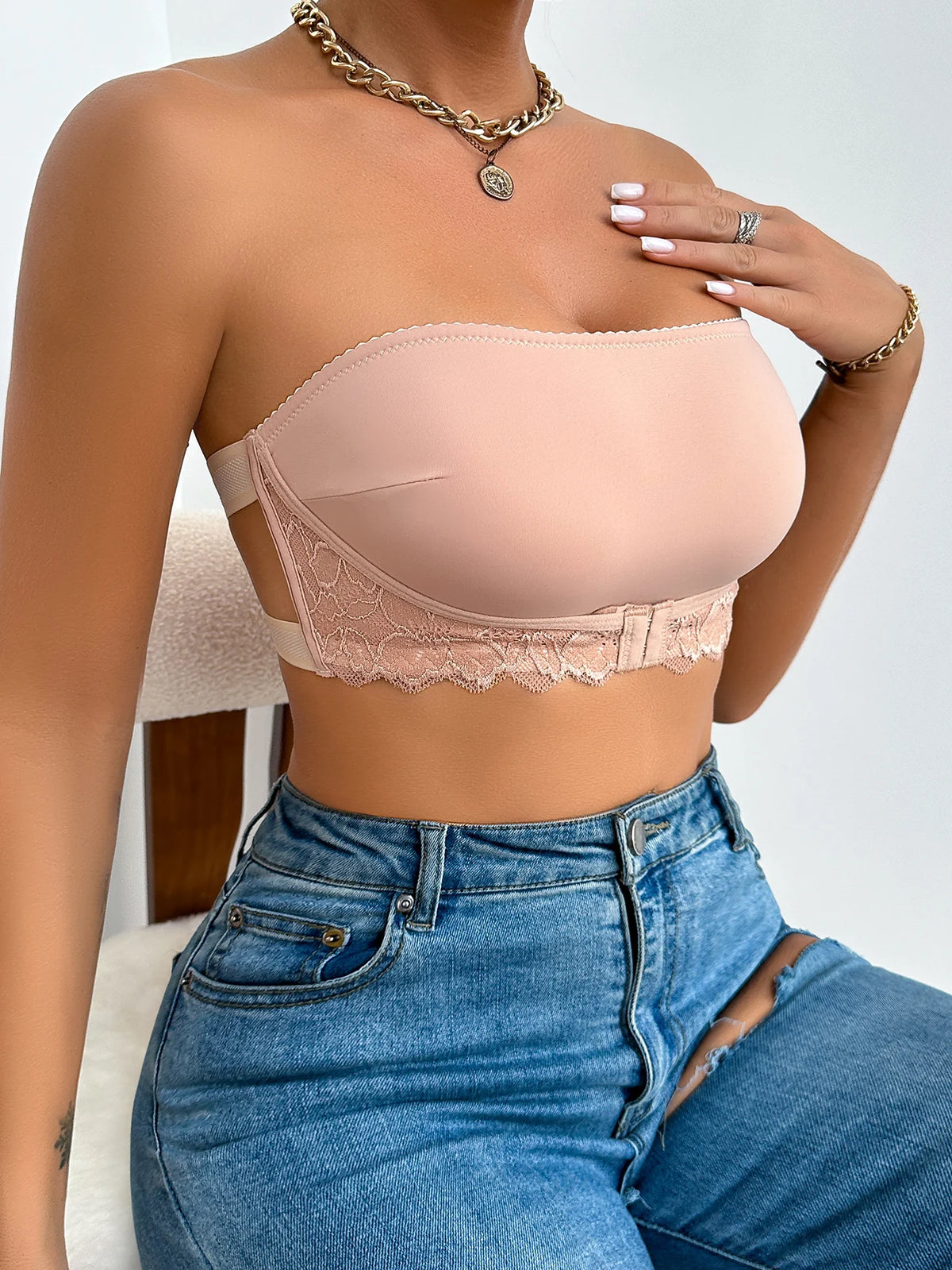 Women's Strapless Front-Buckle Wire-Free Bra