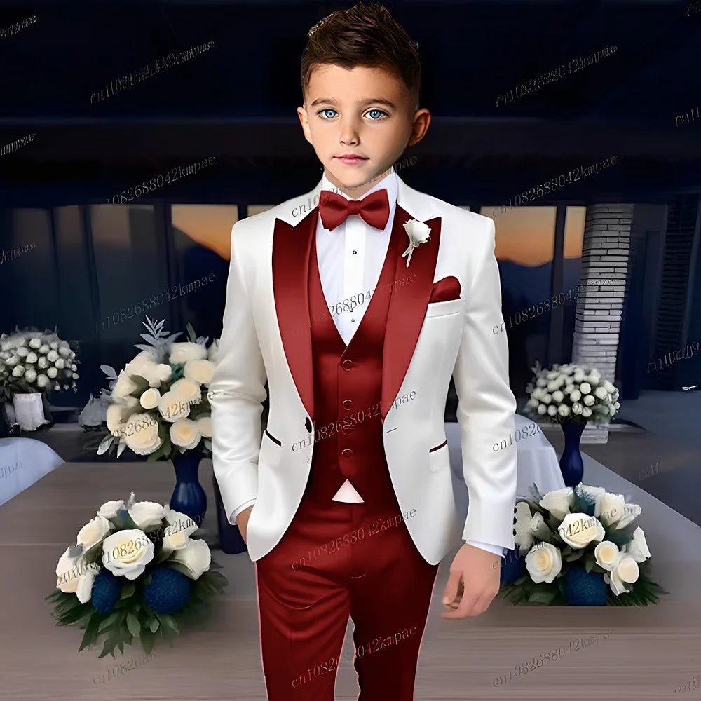 Boys’ 3-Piece Formal Suit – Blazer, Vest & Trousers