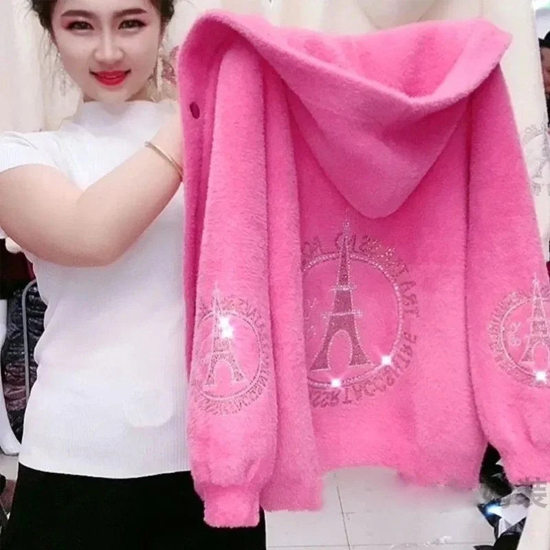 Women's Hooded Faux-Fur Look Winter Coat