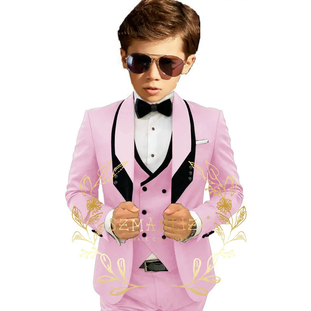 Boys’ 3-Piece Formal Suit with Elastic-Waist Trousers
