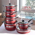 12-Piece Stainless Steel Cookware Set – Red