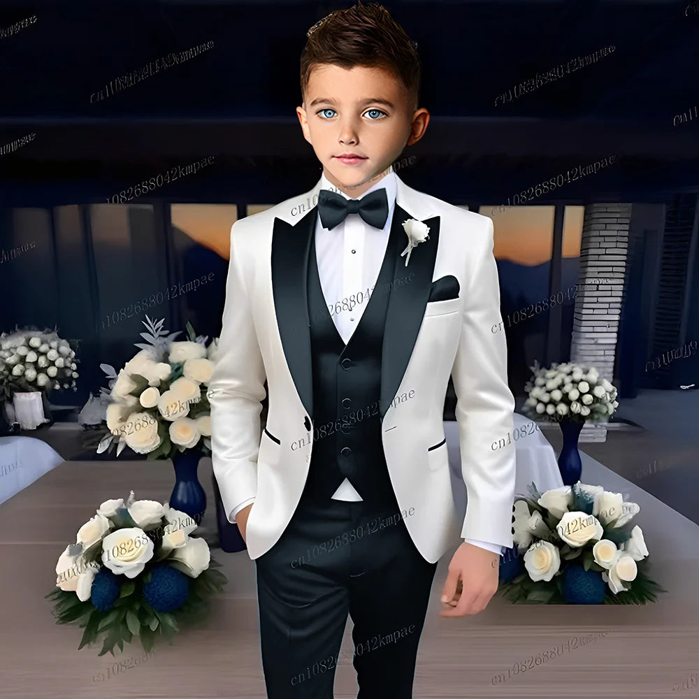 Boys’ 3-Piece Formal Suit – Blazer, Vest & Trousers