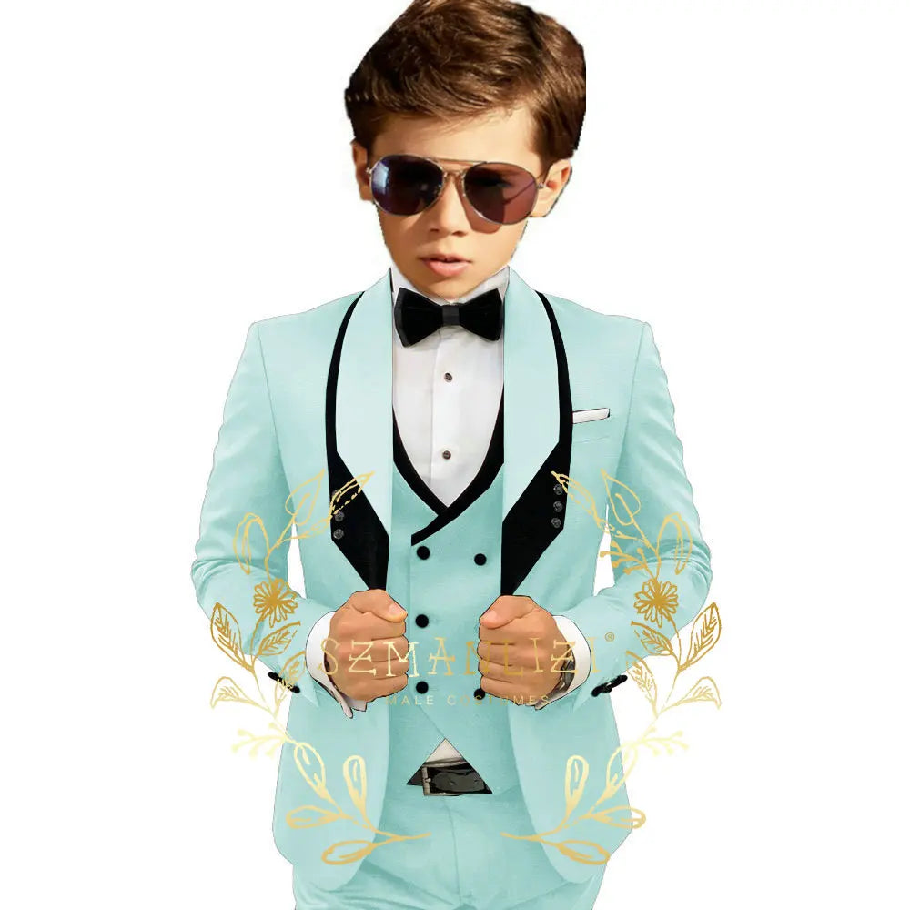 Boys’ 3-Piece Formal Suit with Elastic-Waist Trousers