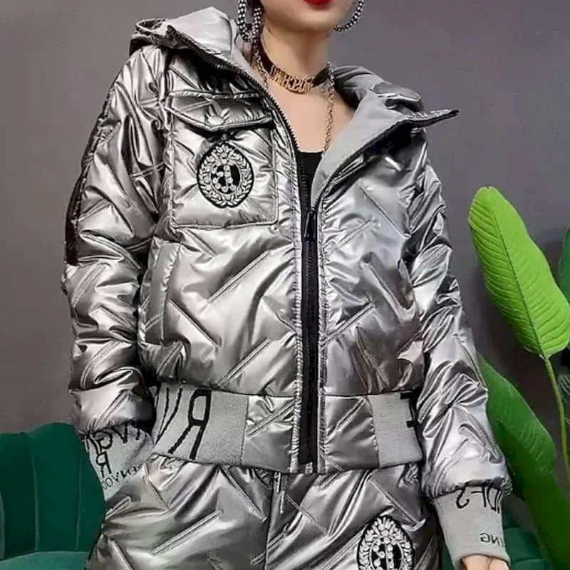 Women's Hooded Winter Jacket & Padded Trousers Set