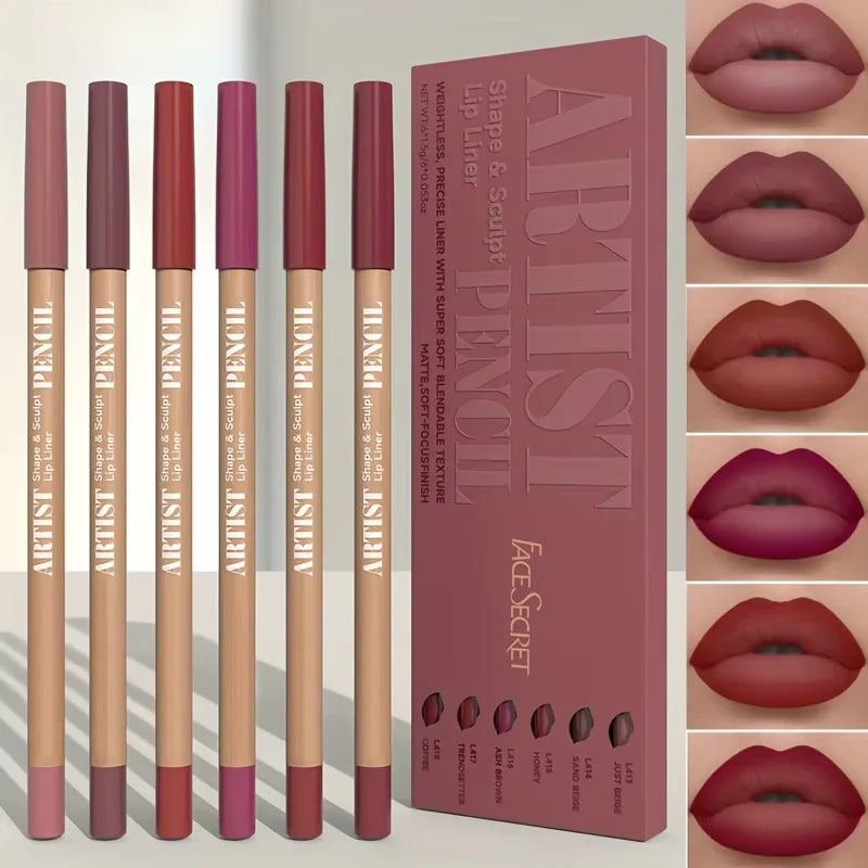 6-Piece Matte Lip Liner Pencil Set