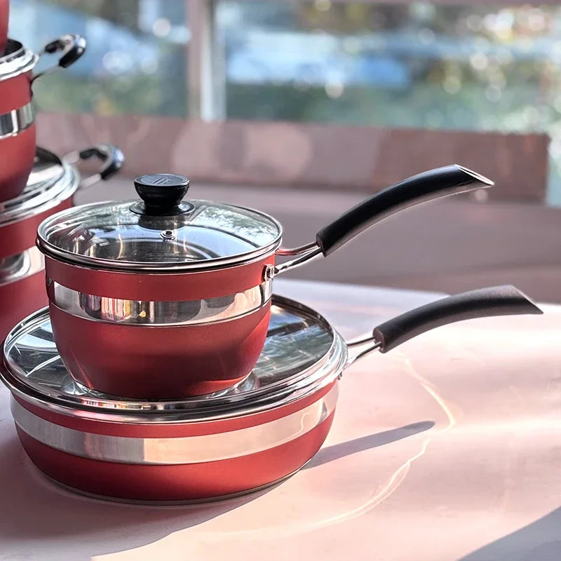 12-Piece Stainless Steel Cookware Set – Red