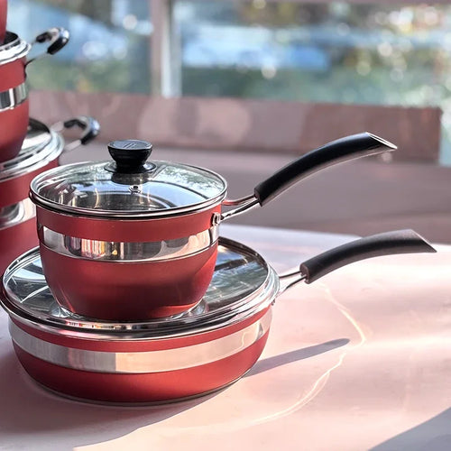 12-Piece Stainless Steel Cookware Set – Red