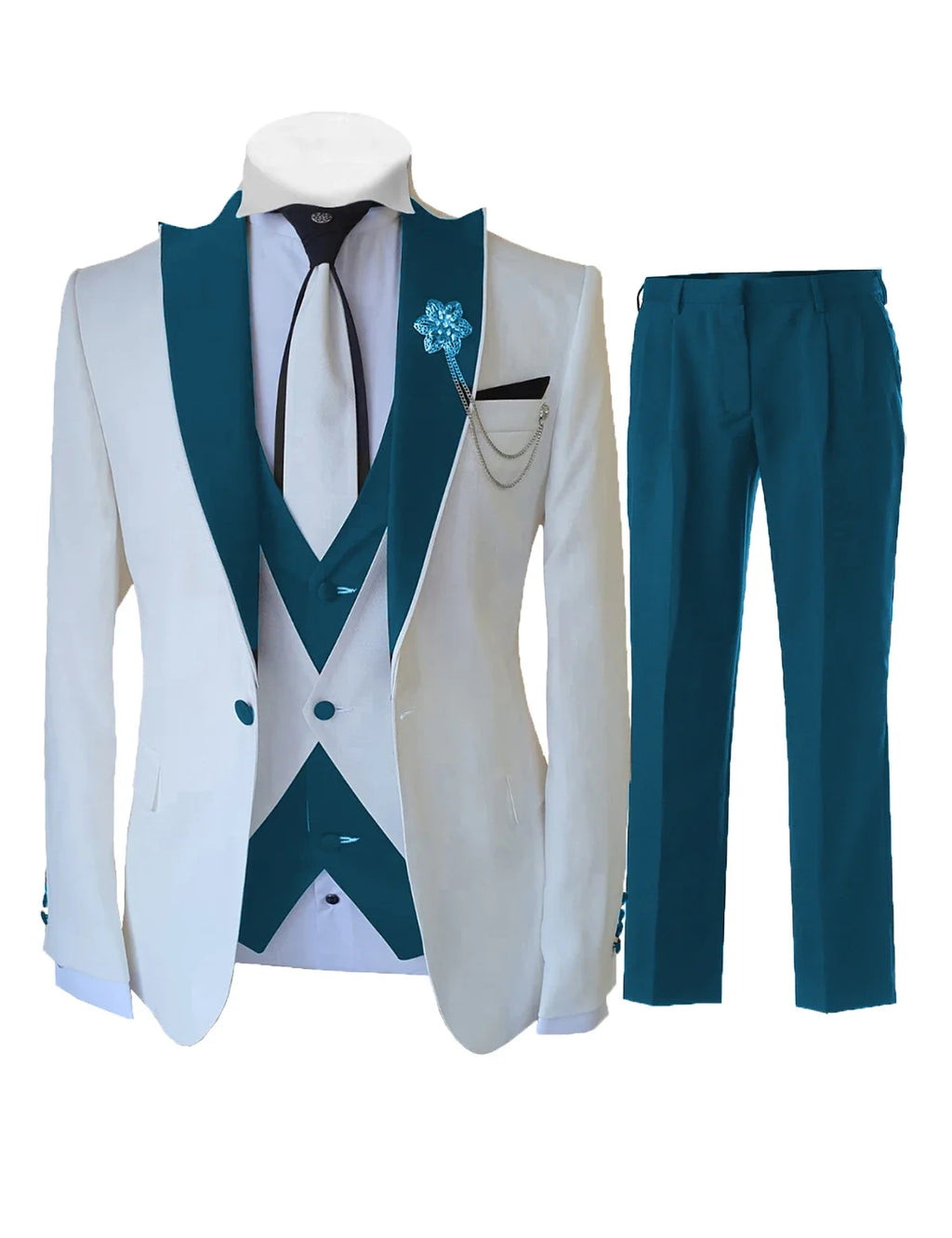 Men's Slim-Fit 3-Piece Wedding Suit Set | Model Pink