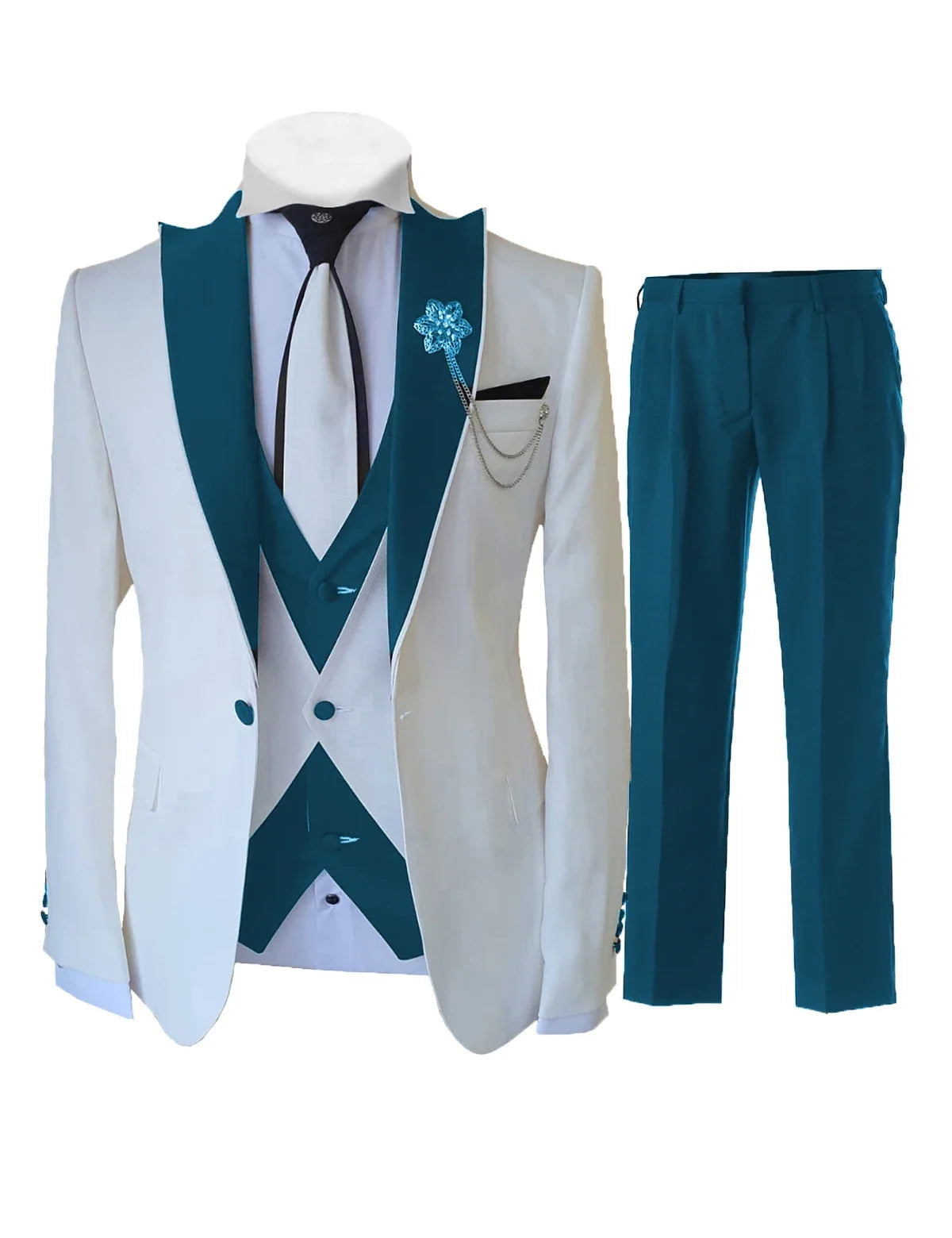 Men's Slim-Fit 3-Piece Wedding Suit Set | Model Pink