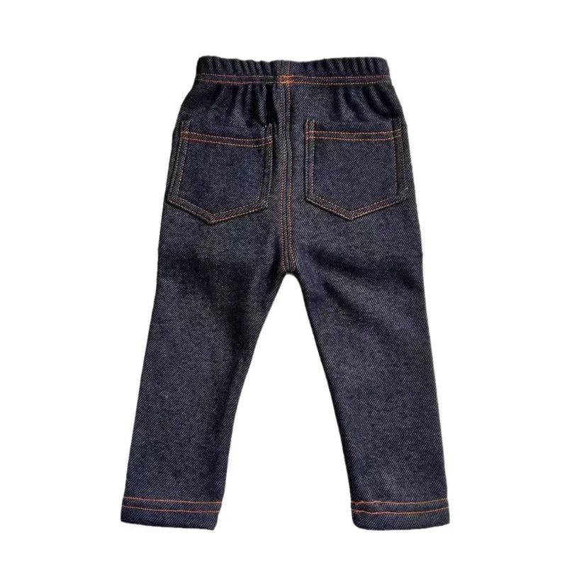 Kids' Fleece-Lined Denim Jeans with Elastic Waist