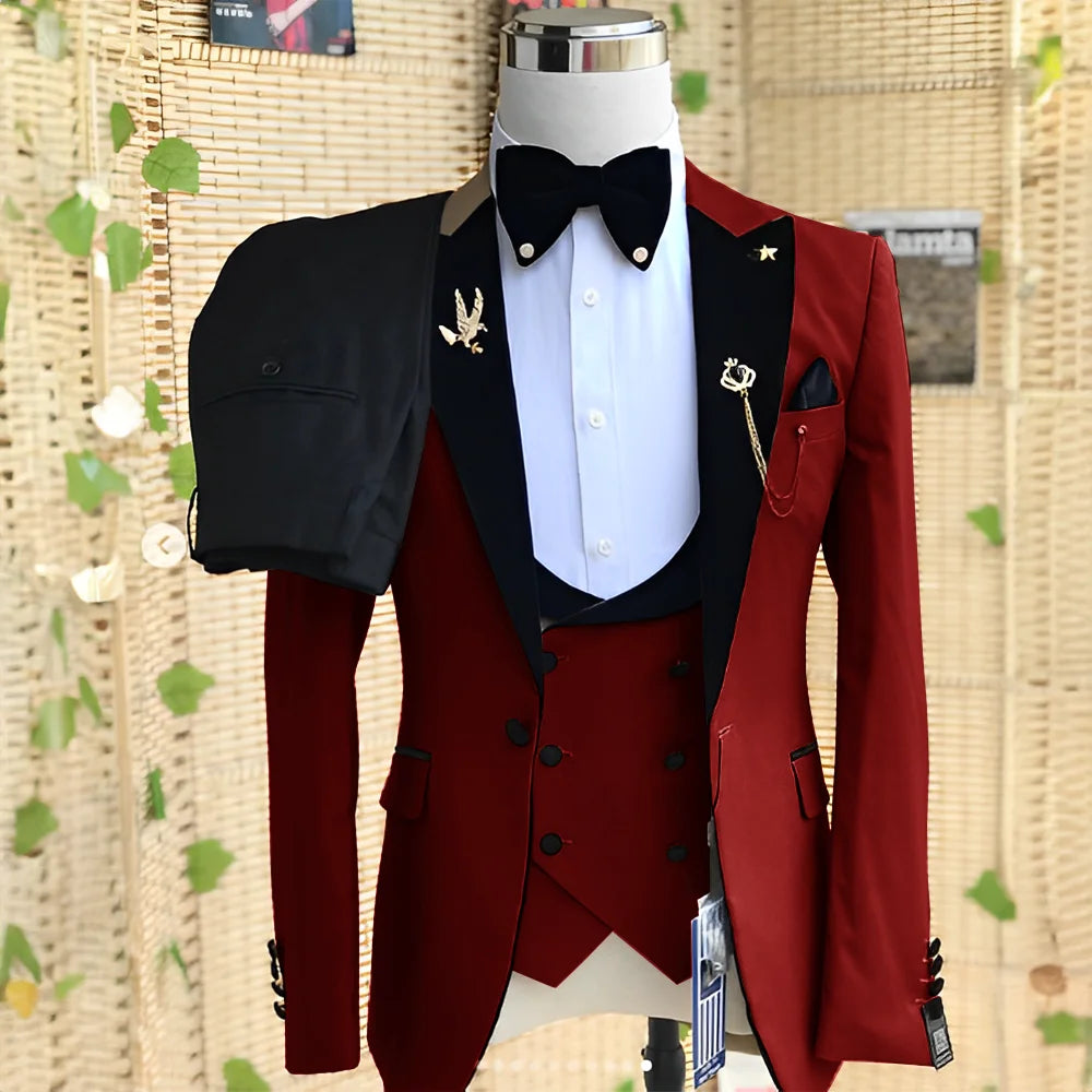 Men’s Slim-Fit 3-Piece Wedding Suit – Jacket, Trousers & Waistcoat