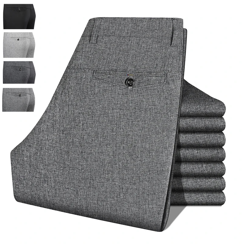Men's Straight-Leg Polyester Dress Pants