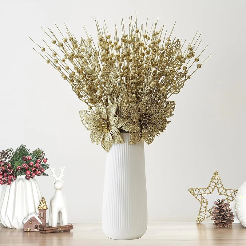 Glitter Christmas Berry Stems – Set of 2