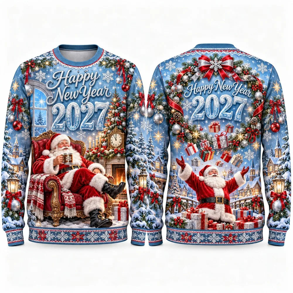 Santa & Sleigh Christmas Print Crewneck Sweatshirt