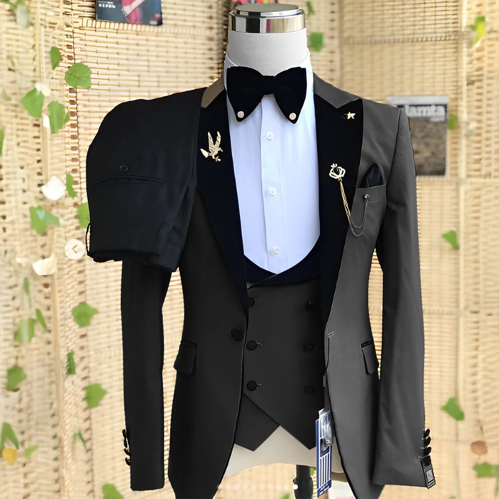 Men’s Slim-Fit 3-Piece Wedding Suit – Jacket, Trousers & Waistcoat