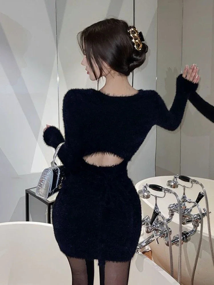 Women’s Long-Sleeve Knit Bodycon Mini Dress
