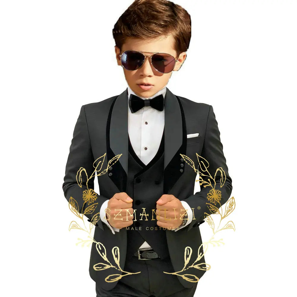Boys’ 3-Piece Formal Suit with Elastic-Waist Trousers
