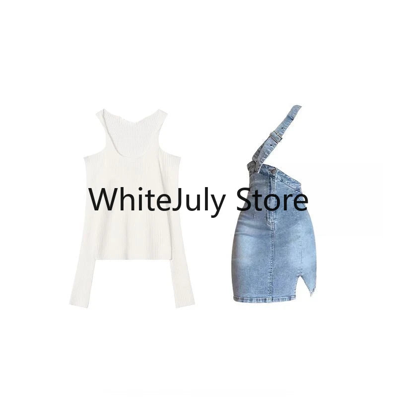 Women's Knit Crop Top & Mini Skirt Set
