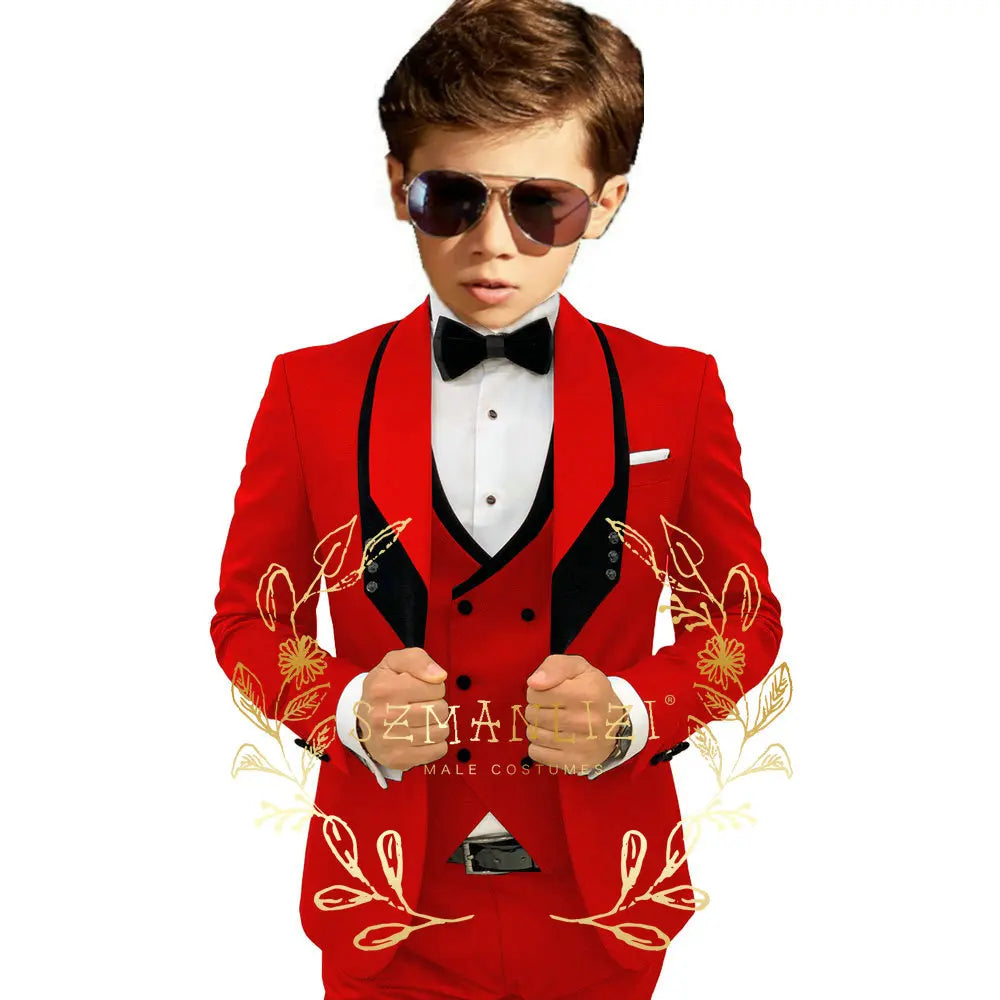 Boys’ 3-Piece Formal Suit with Elastic-Waist Trousers