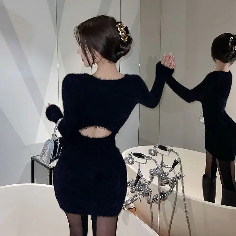 Women’s Long-Sleeve Knit Bodycon Mini Dress