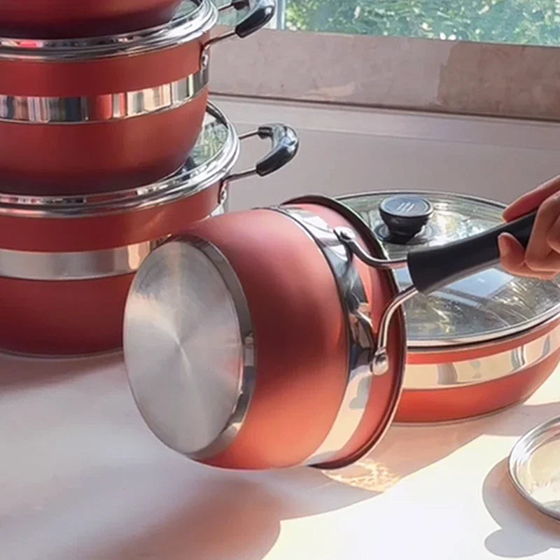 12-Piece Stainless Steel Cookware Set – Red