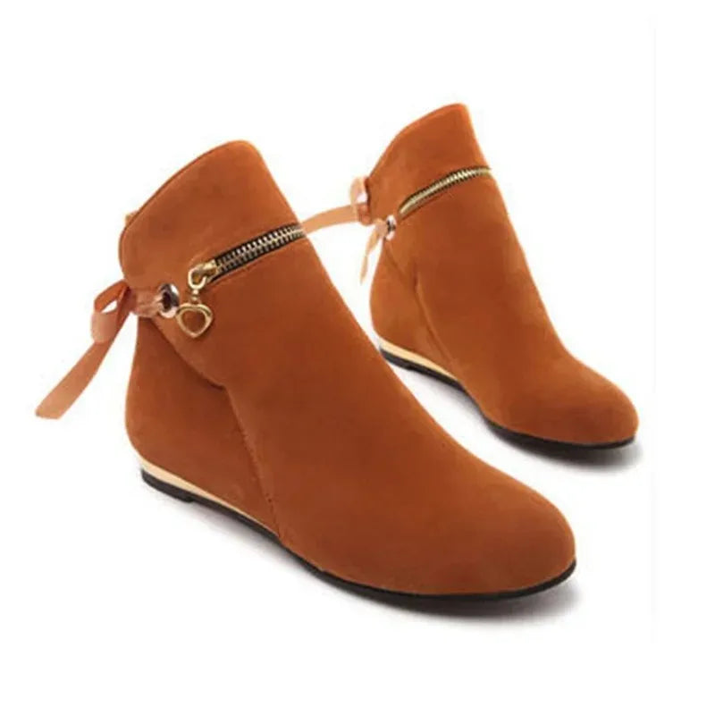 Women's Faux-Suede Ankle Boots with Bow Detail | Model Pink
