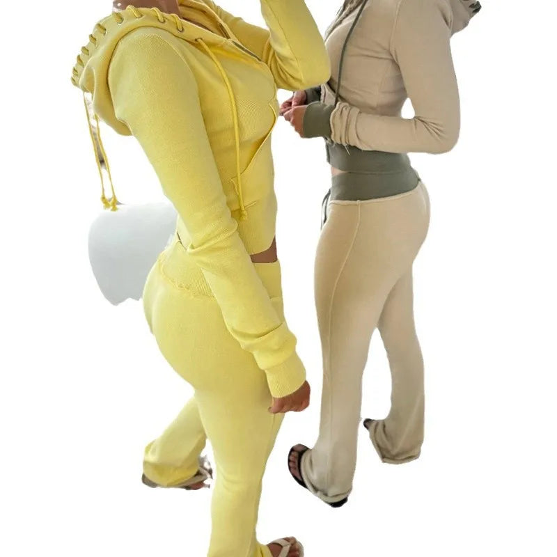 Women's Zip-Up Hoodie & Drawstring Pants Set
