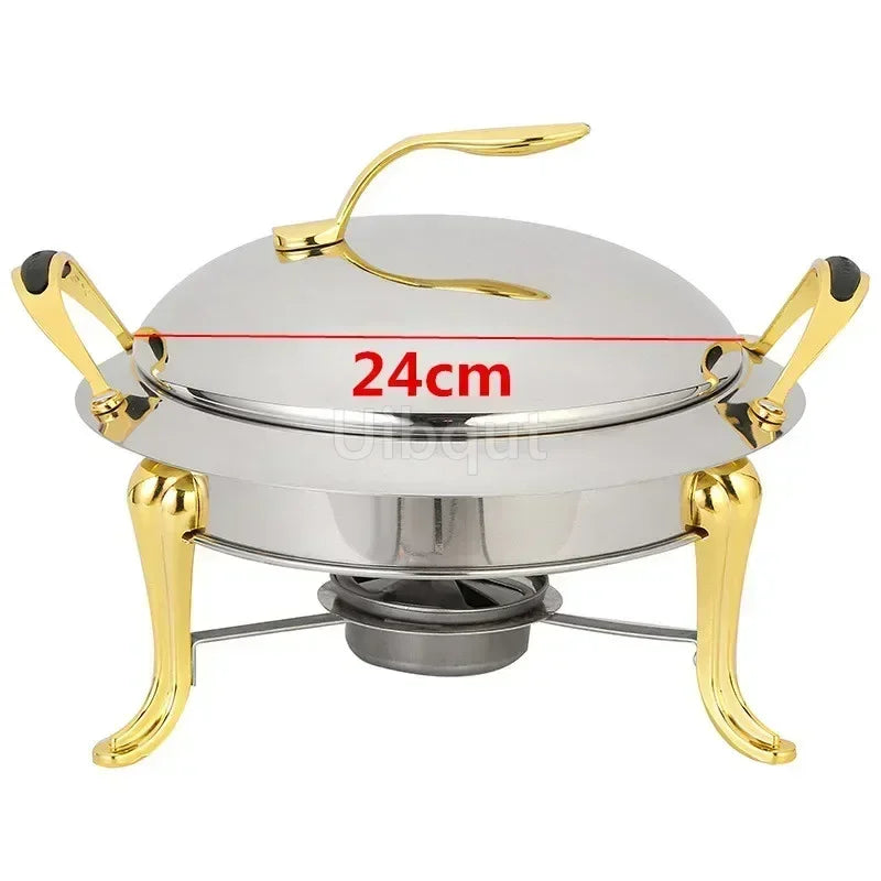 Gold-Finish Stainless Steel Chafing Dish Pot for Hotpot