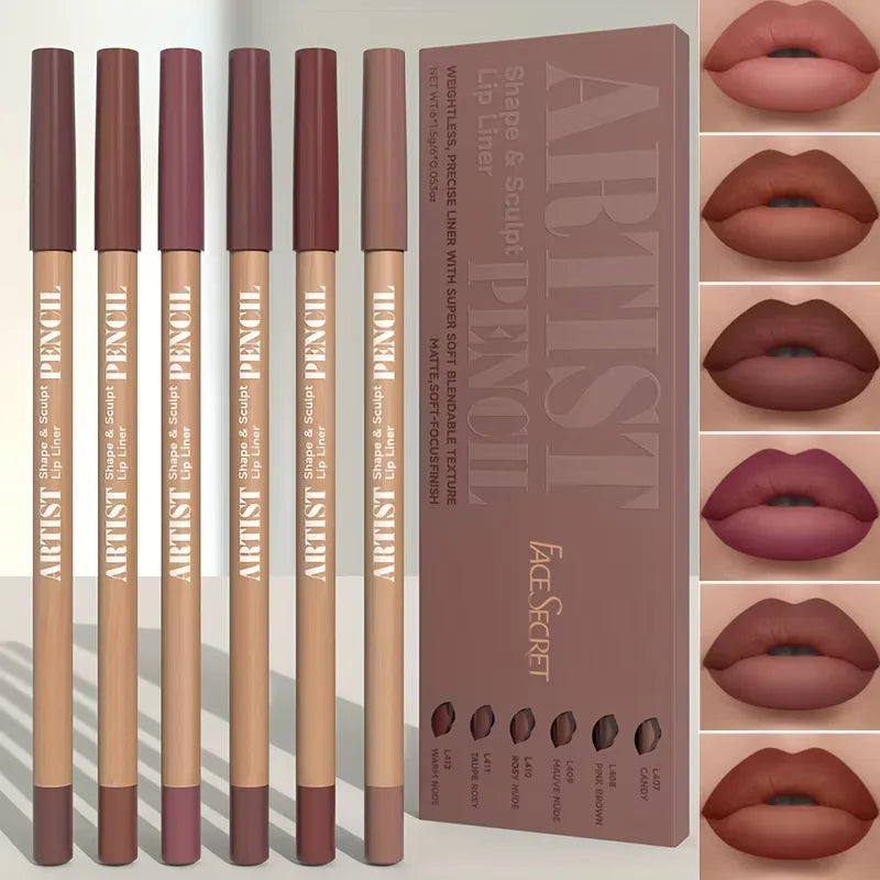 6-Piece Matte Lip Liner Pencil Set