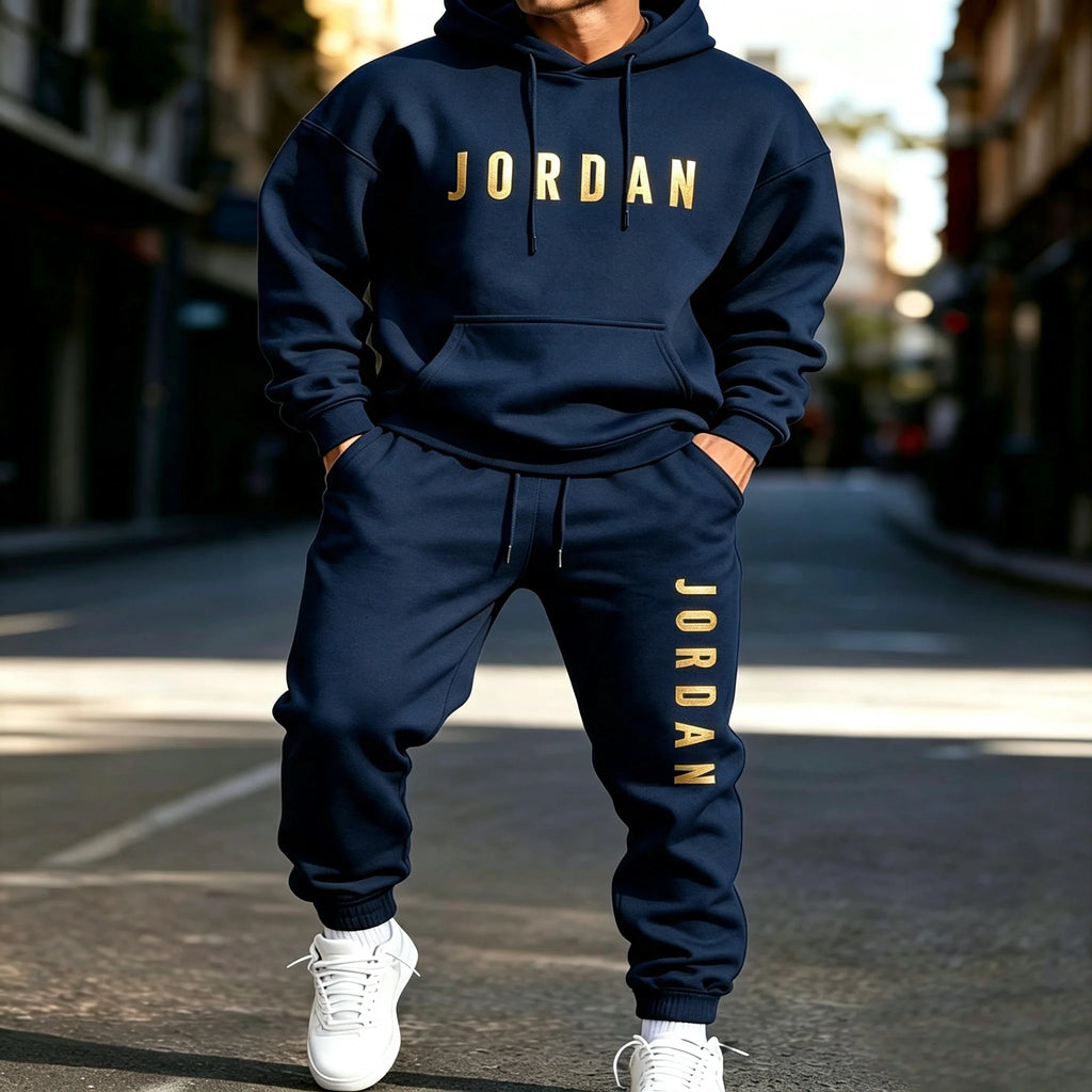 Men's Printed Hoodie & Sweatpants Two-Piece Set