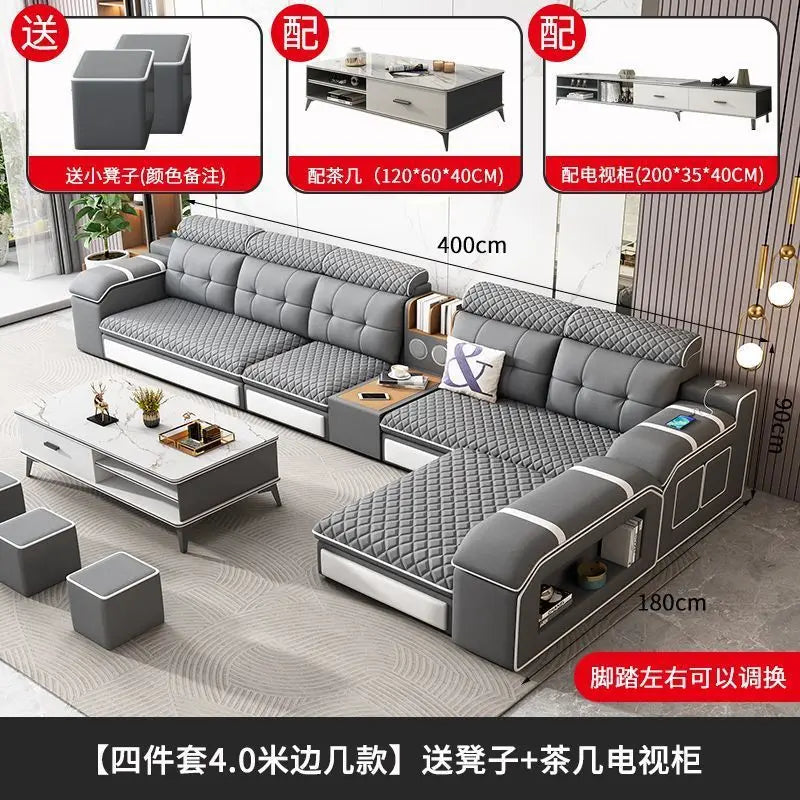 Modern U-Shaped Sectional Sofa with Removable Covers