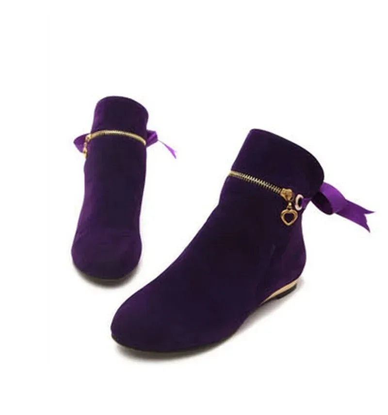 Women's Faux-Suede Ankle Boots with Bow Detail | Model Pink