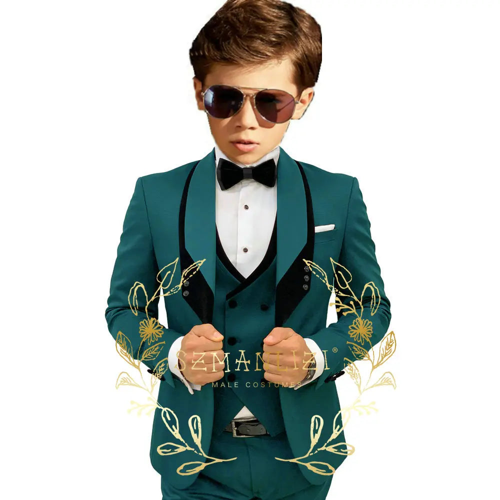 Boys’ 3-Piece Formal Suit with Elastic-Waist Trousers