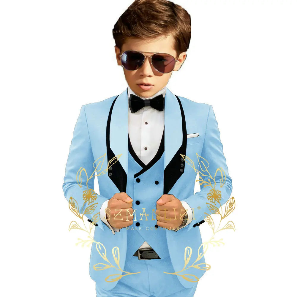 Boys’ 3-Piece Formal Suit with Elastic-Waist Trousers