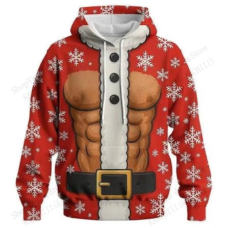 Christmas Reindeer & Snowflake Print Pullover Hoodie