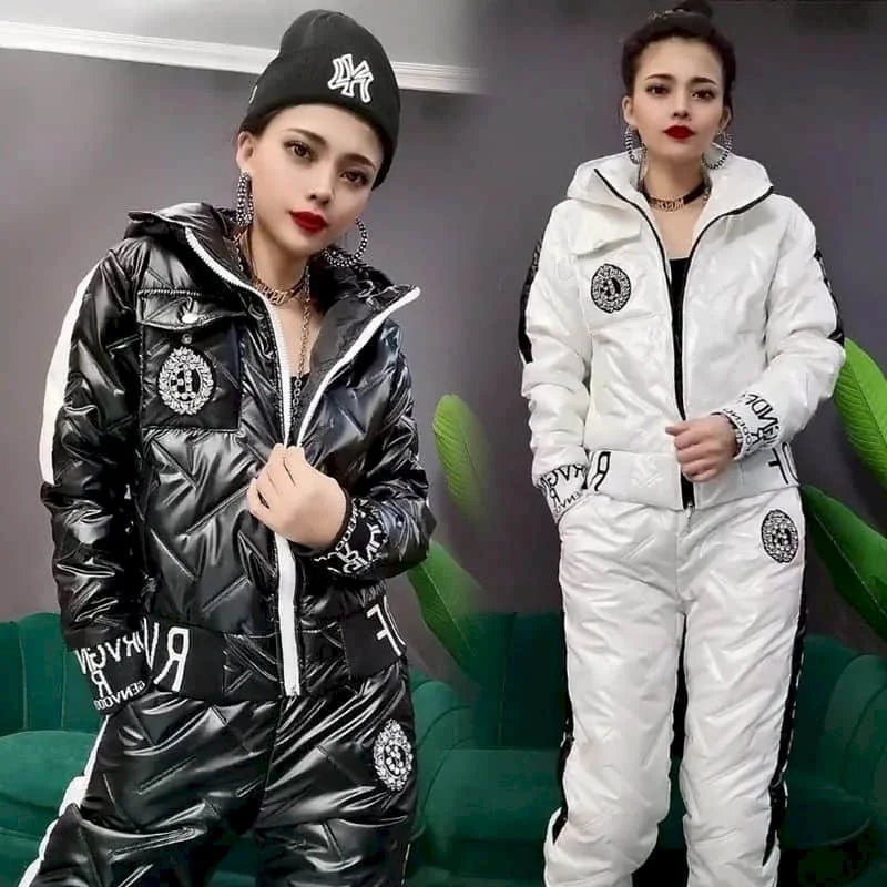 Women's Hooded Winter Jacket & Padded Trousers Set