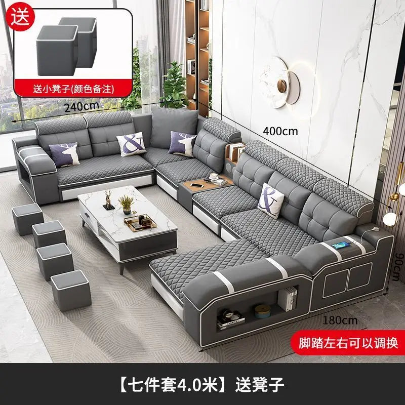 Modern U-Shaped Sectional Sofa with Removable Covers