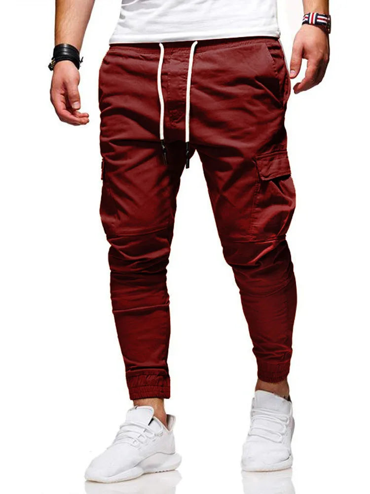 Men’s Elastic-Waist Casual Trousers with Pockets