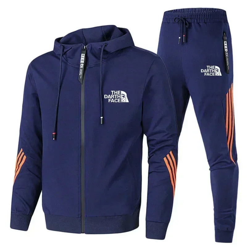 Men's Printed Full-Zip Hoodie and Jogger Set