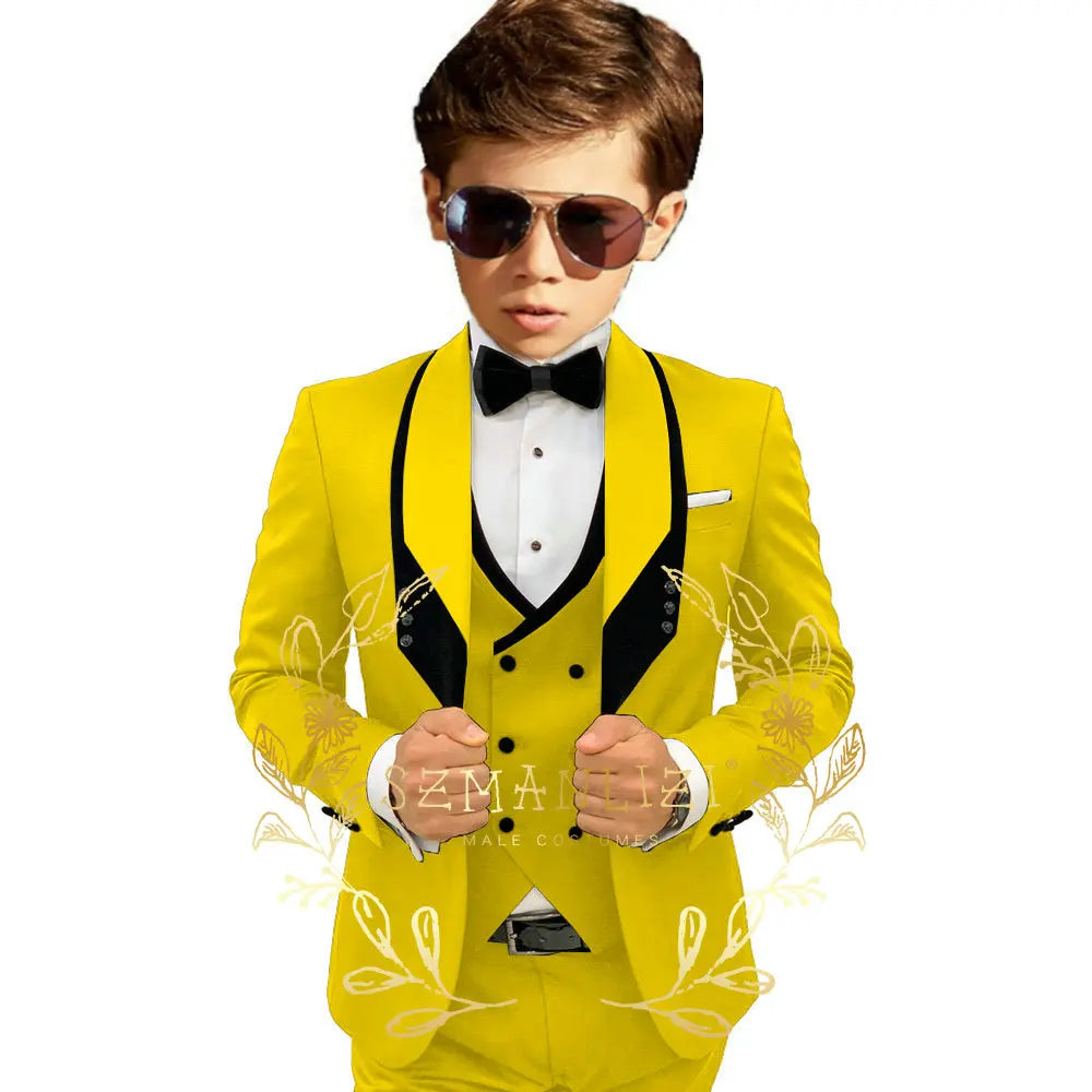 Boys’ 3-Piece Formal Suit with Elastic-Waist Trousers