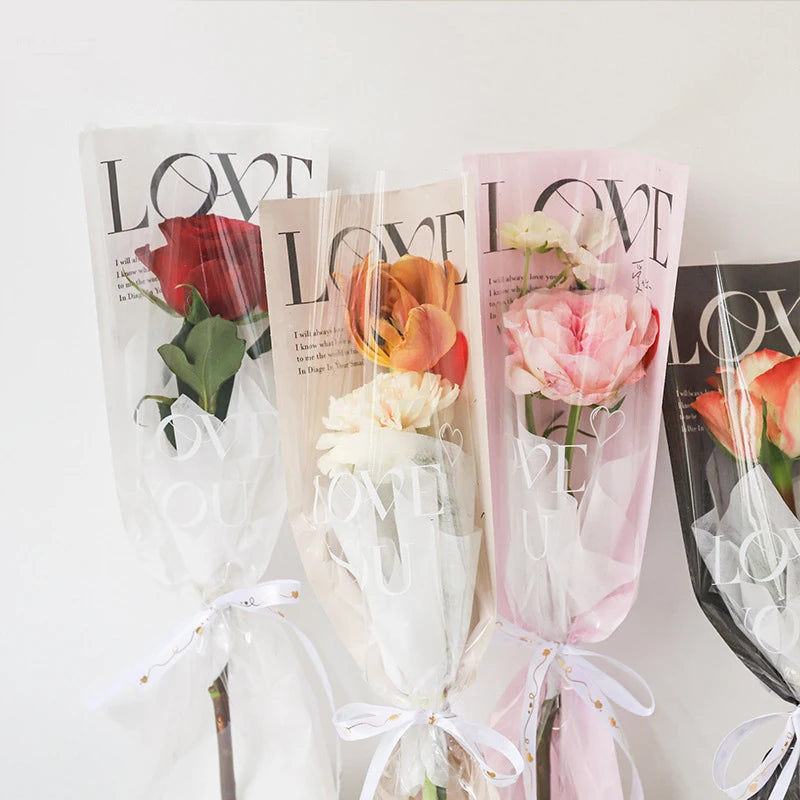 LOVE Transparent Flower Packaging Bags – 20 Pack