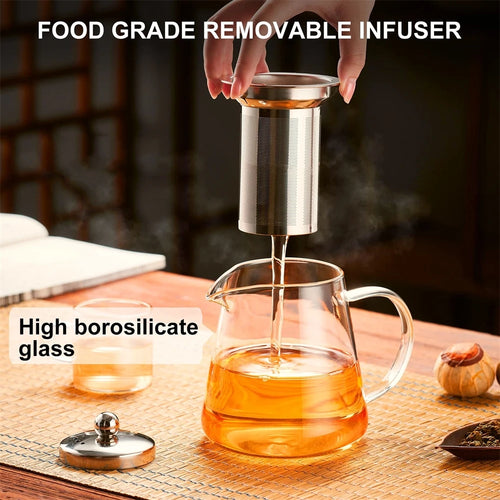 1 L Borosilicate Glass Teapot with Removable Infuser