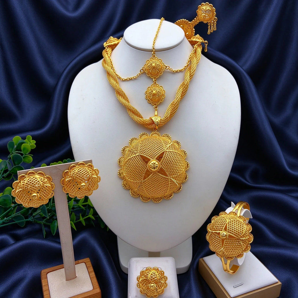 Gold-Tone Floral Wedding Jewelry Set, 6 Pieces