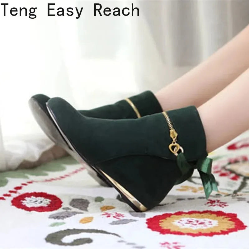 Women's Faux-Suede Ankle Boots with Bow Detail | Model Pink