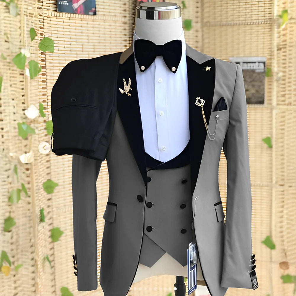 Men’s Slim-Fit 3-Piece Wedding Suit – Jacket, Trousers & Waistcoat