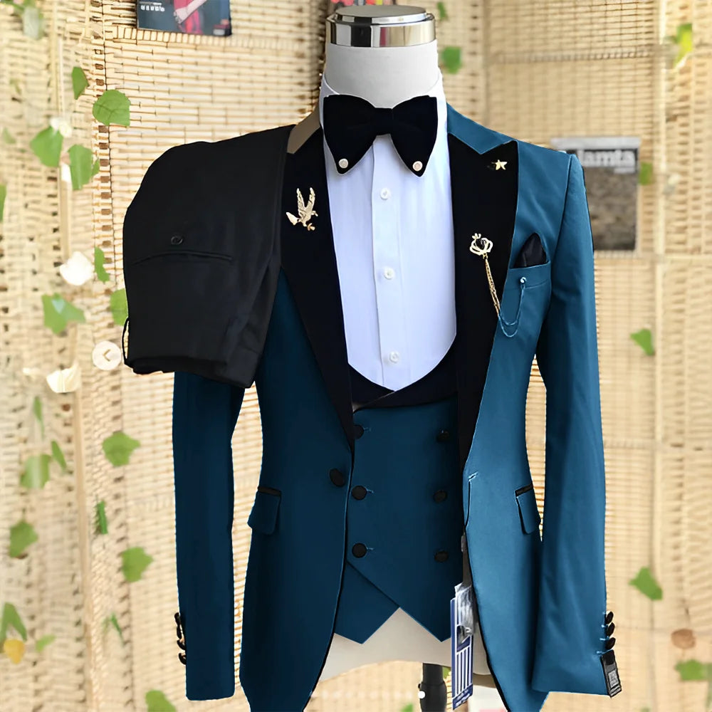 Men’s Slim-Fit 3-Piece Wedding Suit – Jacket, Trousers & Waistcoat